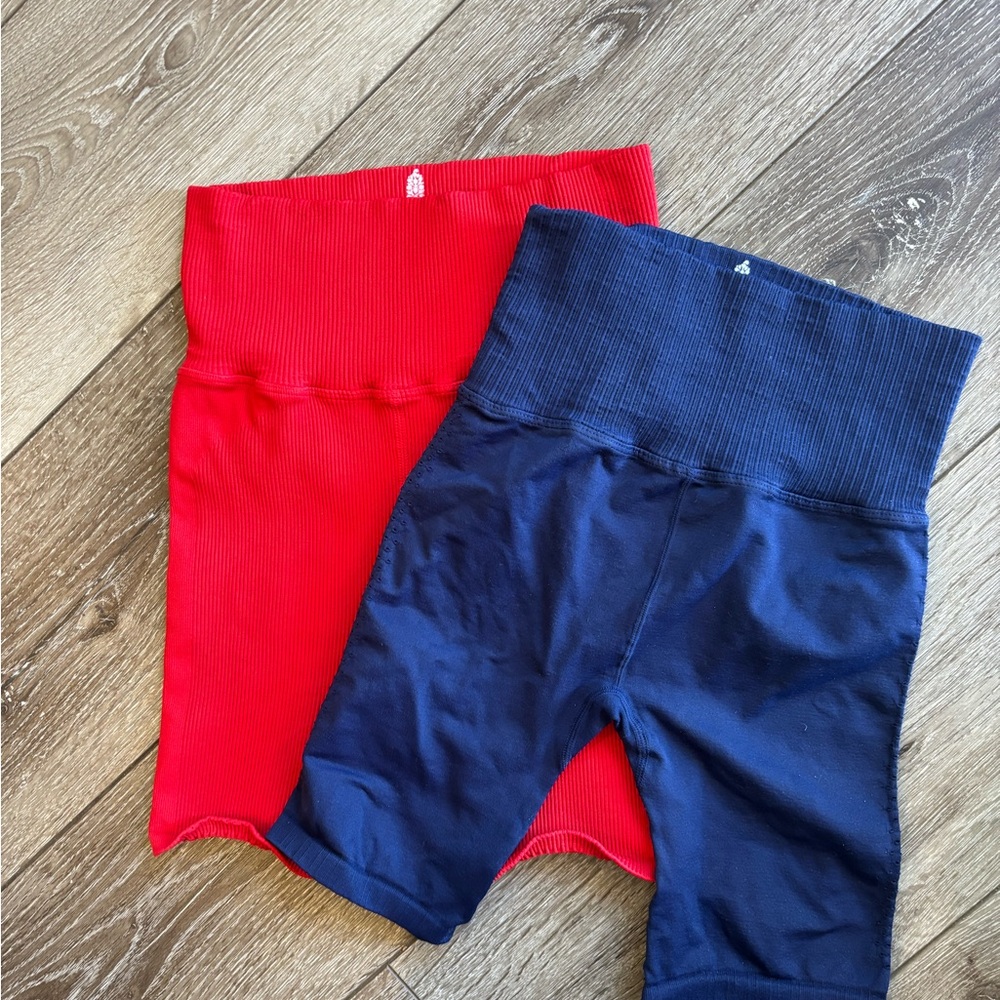 Pair of FP Movement by Free People Red and Navy Bike Shorts